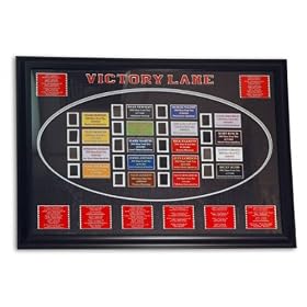 NASCAR 2002 Victory Lane Display Piece with Race Used Tire Piece from Each Race Winning Driver's Car