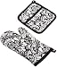 DII Black Printed Damask Oven Mitt and Potholder Set