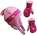 N'Ice Caps Girls Snow Embroidered Sherpa Lined Micro Fleece Hat and Mitten Set