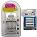 Hitech - IC-34 Quick Charger with Four Yuasa EniTime Ni-MH Pre-Charged Rechargeable AA Batteries