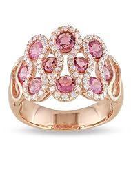 Rose Gold Plated Sterling Silver Pink Tourmaline and Cubic Zirconia Ring, Size 6.5