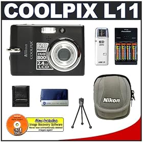 Nikon Coolpix L11 6.0 Megapixel Digital Camera (Black) with 3x Optical Zoom + Rechargeable... by Nikon