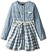 Calvin Klein Little Girls' Denim Dress with Roll Up Sleeves