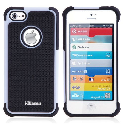 i-Blason Armadillo Series 2 Layer Armored Hybrid Cover Case with Inner Soft Shell for Apple iPhone 5 16GB 32GB 64GB AT&T Verizon Sprint 4G LTE GSM CDMA Version (Multi-Color) (White)