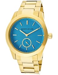 Kenneth Jay Lane Womens KJLANE-2303B  Blue Textured Dial Gold Ion-Plated Stainless Steel Watch