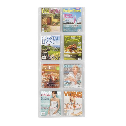 Safco Plastic Literature Display, 8 Magazines, 21 Inches Width x 49 Inches Height, Clear (5615CL) On Sale