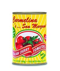 Carmelina 'e San Marzano Italian Cherry Tomatoes (Pomodorini) in Juice, 14.28-Ounce Cans (Pack of 24)