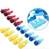 【ノーブランド品】カーオーディオ　AWGワイヤーT-タップ＆オス絶縁端子コネクタ　青/赤/黄色　120pcs（60ペア）