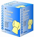 Dynarex Isolation Gown Fluid Resistant; Yellow Full Back, 50 Count