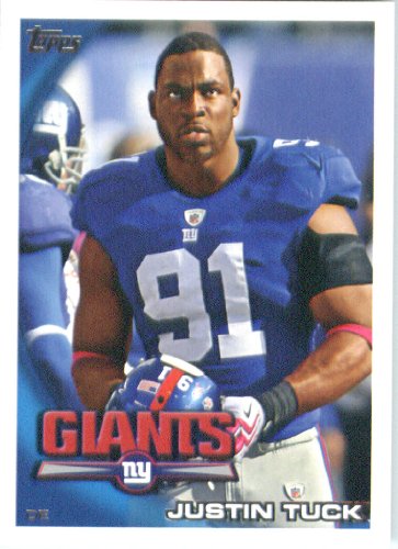 2010 Topps NFL Football Card # 261 Justin Tuck - New York Giants - NFL Trading Card in a Protective ScrewDown Case!