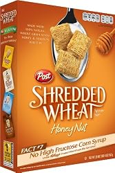 Post Shredded Wheat Honey Nut Cereal, Spoon Size, 20-Ounce Boxes (Pack of 4)