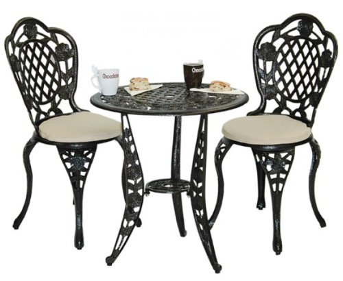 Deluxe Rose Cast Aluminium Garden Furniture 5pc Bistro set top Bistro sets Deluxe Rose Cast Aluminium Garden Furniture 5pc Bistro set picture