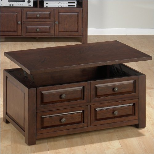 Jofran 484 Series Rectangular Wood Lift-Top Coffee Table in Ogden Oak