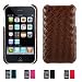 Apple iPhone 3G 3Gs 8GB 16GB 32GB WOVEN Slim Fit Leather Back Case Skin Cover+ Free Screen Protector