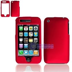RUBBER FEEL Red Snap-On Cover Hard Case Phone Protector for Apple iPhone 3G