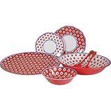 Le Cadeaux Fleur de Provence Red Melamine Dinnerware, 16 PC Set