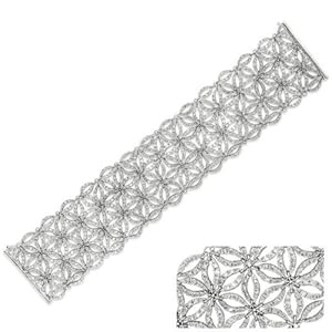 18k White Gold 9.19 Dwt Diamond Floral Bracelet.7 By 1.5 Inch Wide. 60grams - JewelryWeb