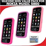 Silicone Skin 3 pc. Value Pack for your Nokia Xpress Music 5800 (Purple, Light Pink, Hot Pink) Bonus DBRoth Microfiber Cleaning Cloth Included