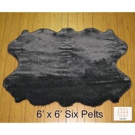 Faux Sheepskin Fur Pelt 6' x 6' (BLACK)