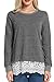 ACEVOG Women's Lace Long Sleeve Trim Casual Loose Fit Blouse Tops