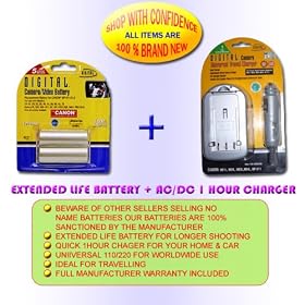 3HR BATTERY+CHARGER FOR CANON EOS DIGITAL REBEL D30 D60 5D XT XTI BP-511