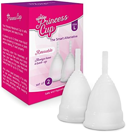 Princess 2 Pack Set with Storage Bag - #1 DEAL ON AMAZON - 100% Guarantee - Better Than Diva Menstrual Cup Moon Lunette Meluna Blossom Divacup