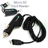 ChargerCity OEM Car Charger Vehicle Power Cable Adapter for Garmin Nuvi 3790T 3790 3760T 3760 3750 GPS Navigator with Free OEM Micro SD Memory Card Reader Writer (9'FT Coiled Cord & Manufacture Direct Replacement Warranty)