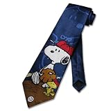 SNOOPY WOODSTOCK SILK NECK TIE. BASEBALL MEN’S NECKTIE.