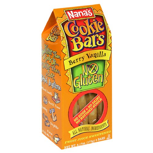 Nana's No Gluten Berry Vanilla Cookie Bars, 5-Count Packs (Pack of 8)