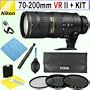 Nikon 70-200 f/2.8G ED VR II AF-S NIKKOR Zoom Lens + 3 Hoya Filters for Digital Cameras + Accessory Kit Bundle for D3100, D5100, D90, D700, D7000, D300s, D3000, and other Nikon DSLR Cameras