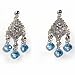 Sterling Silver Earrings with Blue CZ - Size: 49mm