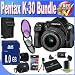 Pentax K30 Digital Camera with 18-55mm AL Lens Kit (Black) + 8GB SDHC Class 10 Memory Card + Extended Life Battery + External Rapid Travel Quick-Charger + USB Card Reader + Memory Card Wallet + Shock Proof Deluxe Case + 3 Piece Professional Filter Kit + Accessory Saver Bundle!