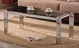 Luxurious Modern Black Glass Coffee Table with Chrome Base Living Room Furniture 51W7QcuSTZL. SL160