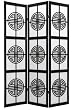Unique Hand Crafted Asian Room Divider - 6ft. Long Life Design Folding Floor Screen w/ Shou Symbol - 4 Colors - 4 Sizes