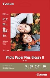 Canon Photo Paper Plus Glossy II, 5 x 7 Inches, 20 Sheets (2311B024)