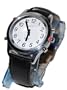 sprechende analoge unisex Armbanduhr Blindenuhr Leder-Armband Komplettdatum 38mm HSL