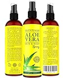 Aloe Vera SPRAY for Face, Skin & Hair - 99% ORGANIC, Made in USA, Big 12 oz - EXTRA Strong - SEE RESULTS OR MONEY-BACK - Easy to Apply - No THICKENERS so it Absorbs Rapidly with No Sticky Residue.