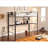 Ameriwood Silver Screen Loft Bunk with Desk in Black and Silver