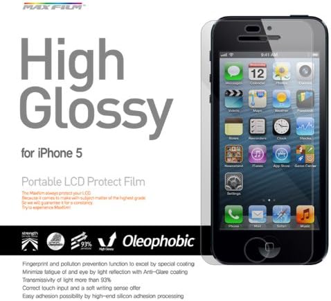 SkinPlayer Easy Attach iPhone 5 Screen Protector Film - Patented Easy Application Method - Oil Resistance Japanese Film - Oleophobic [2-Pack]