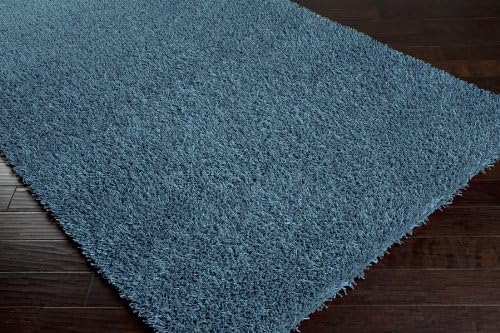 Surya Shimmer SHI-5004 Shag Hand Woven 100% Polyester Bright Cerulean 8' x 10'6" Area Rug