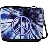 Peace Logo on Blue Tye Die Design Messenger Bag - School Bag - Reporter Bag - Unisex - Ideal Gift for all occassions!