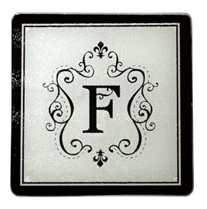 Monogram Elegant Glass Trivet - F