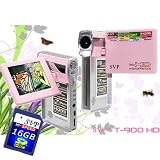 SVP T900 HD 720p Ultra-Slim Pink DIGITAL CAMCORDER+CAMERA+MP3/MP4 w/ 270 degree flip LCD + HDMI-out cable w 16GB