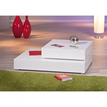 Table basse carrée Milena Couleur Blanc Matière MDF