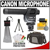 Canon DM-100 Directional Stereo Microphone + Video Camera Case + Mini Spudz & Cleaning Kit - for Canon VIXIA HF G10, M30, HF M31, HF M300, HF M40, HF M41, HF M400, HF S10, HF S11, HF S20, HF S21, HF S30, HF S100 & HF S200 Camcorders