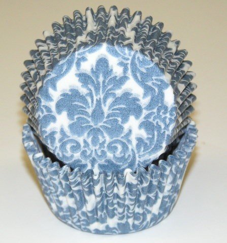 Dress My Cupcake Standard Blue Damask Cupcake Liners BULK - 500 Liners - Cupcake Tower, Cupcake Liners, Cupcake Toppers