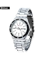 CURREN Stainless Steel Round Quartz Watch Analog Wrist Watch Wristwatch Timepiece w/ Week & Date for Women - Siler