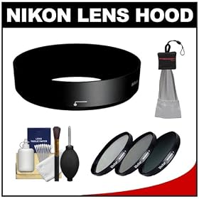Nikon HB-N101 Bayonet Lens Hood for Nikon 1 10-30mm VR (Black) with 40.5mm (UV/CPL/ND8) Filter Set + Cleaning Kit