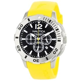 Nautica Men's N16566G BFD 101 Yellow Resin and Black Dial Watch: Nautica: Watches