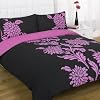Funky Chrysanthemum Pink Floral Super King Size Duvet Quilt Cover Bedding Set